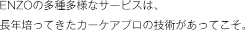 ENZOの多種多様なサービスは、長年培ってきたカーケアプロの技術があってこそ。
